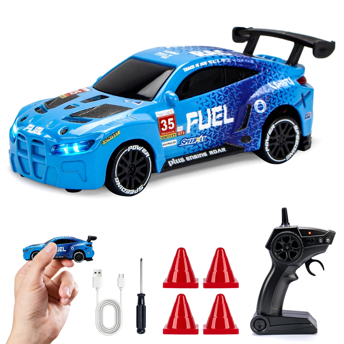 Auto RC de drift 1:64 color azul FUEL