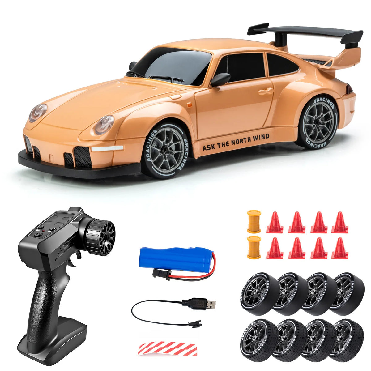 Auto RC de drift 1:24 color naranja