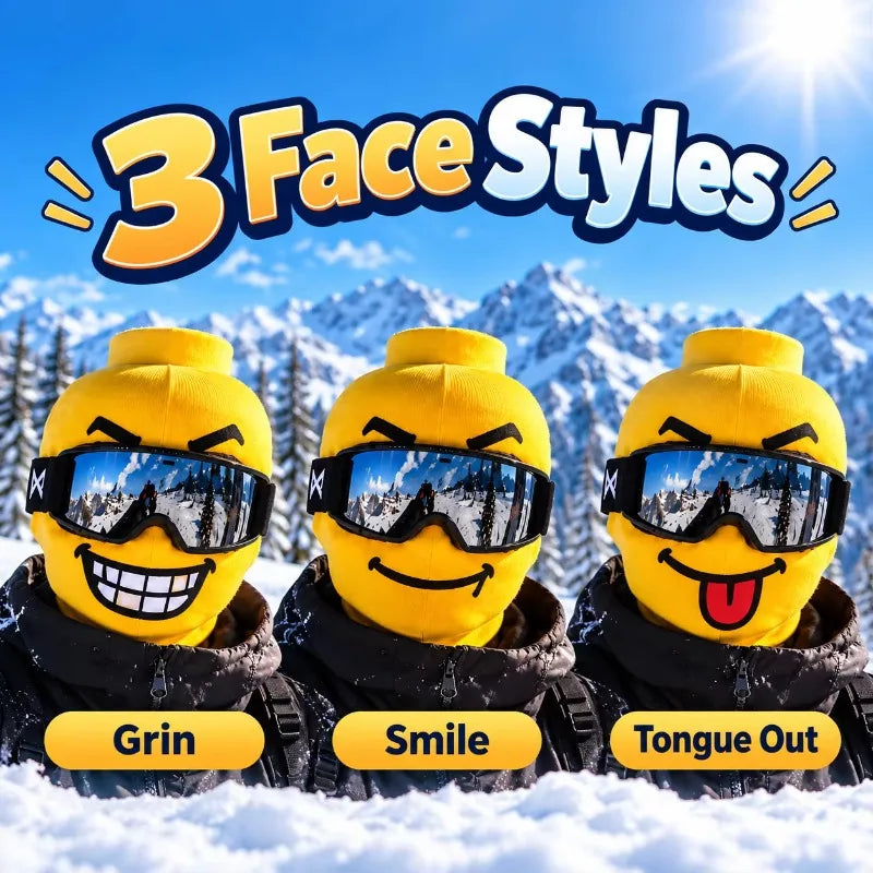 Balaclava emoji amarilla, 3 diseños de cara