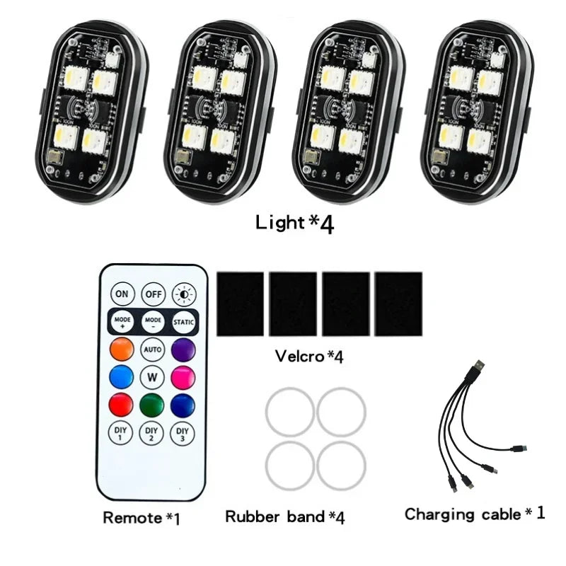 Pack de 4 luces estroboscópicas LED RGB con control remoto