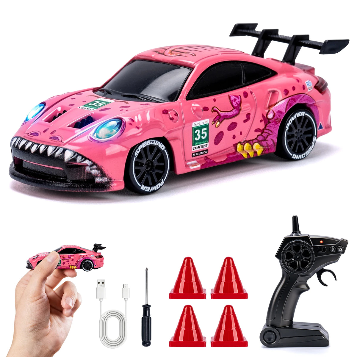 Auto RC de drift 1:64 color rosa
