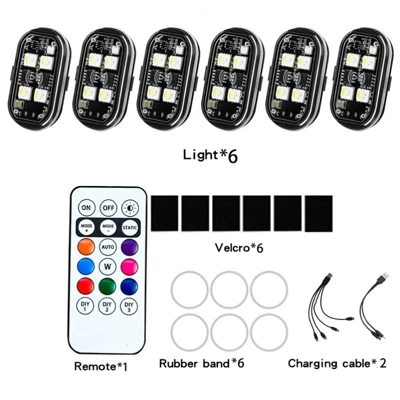 Pack de 6 luces estroboscópicas LED RGB con control remoto