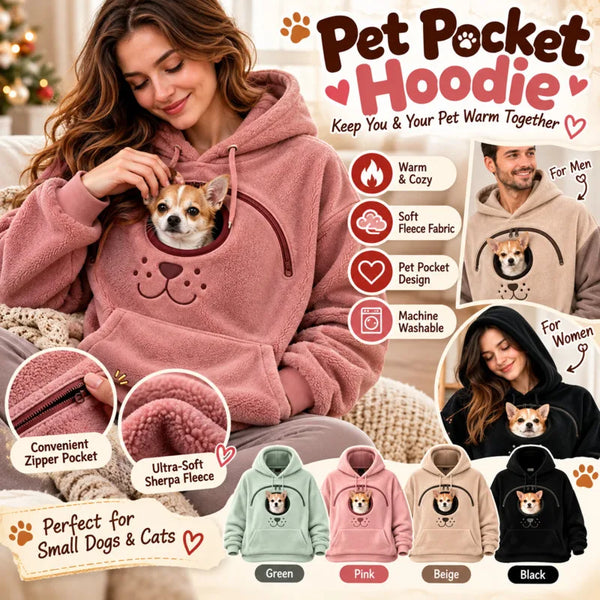 Buzo polar rosa con bolsillo para mascotas y un perrito asomado