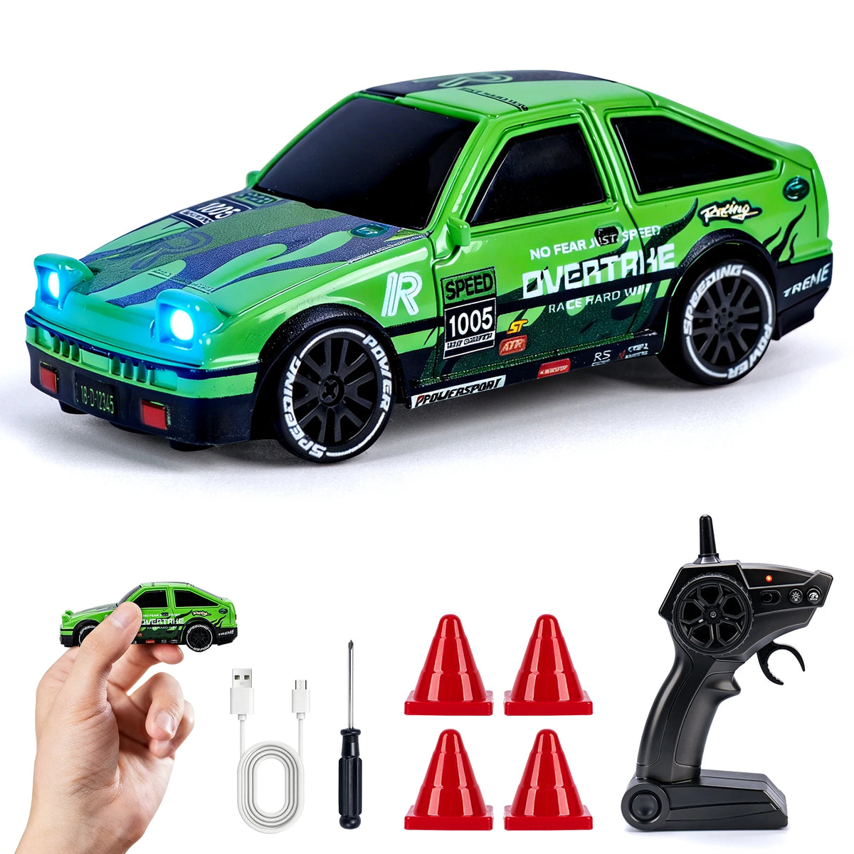 Auto RC de drift 1:64 color verde claro