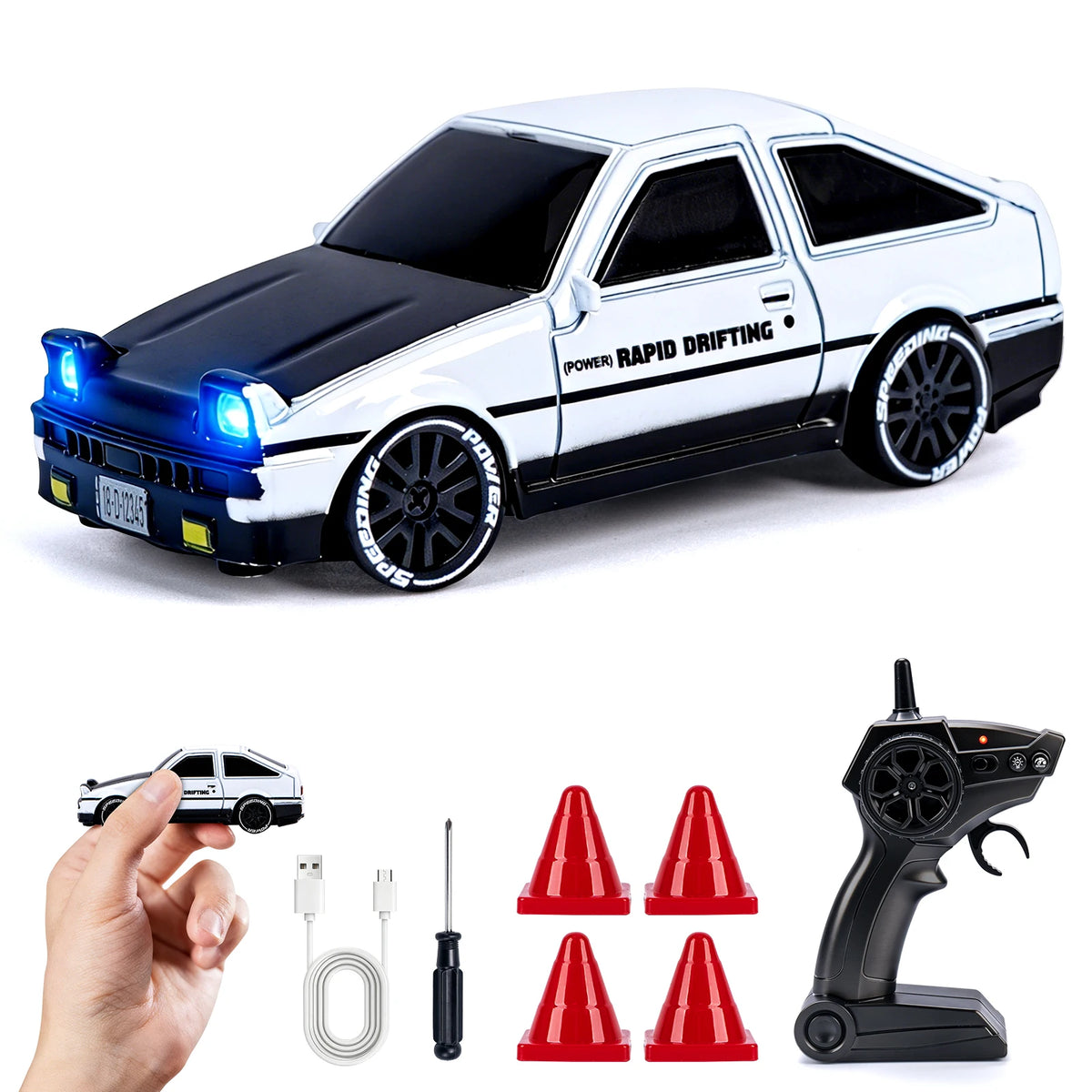 Auto RC de drift 1:64 color blanco clásico