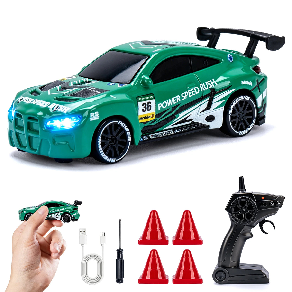 Auto RC de drift 1:64 color verde oscuro