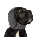 Perro negro con cubreorejas ajustable gris