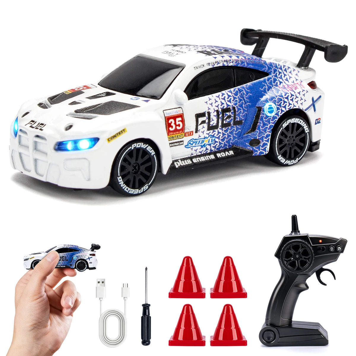 Auto RC de drift 1:64 color blanco FUEL