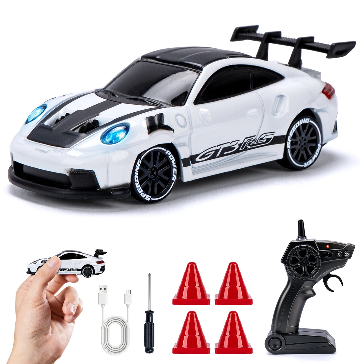 Auto RC de drift 1:64 color blanco carrera