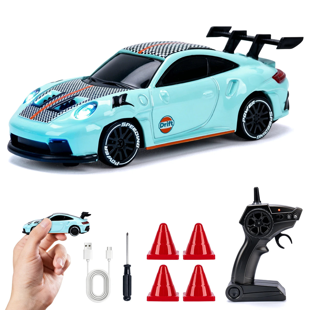 Auto RC de drift 1:64 color turquesa
