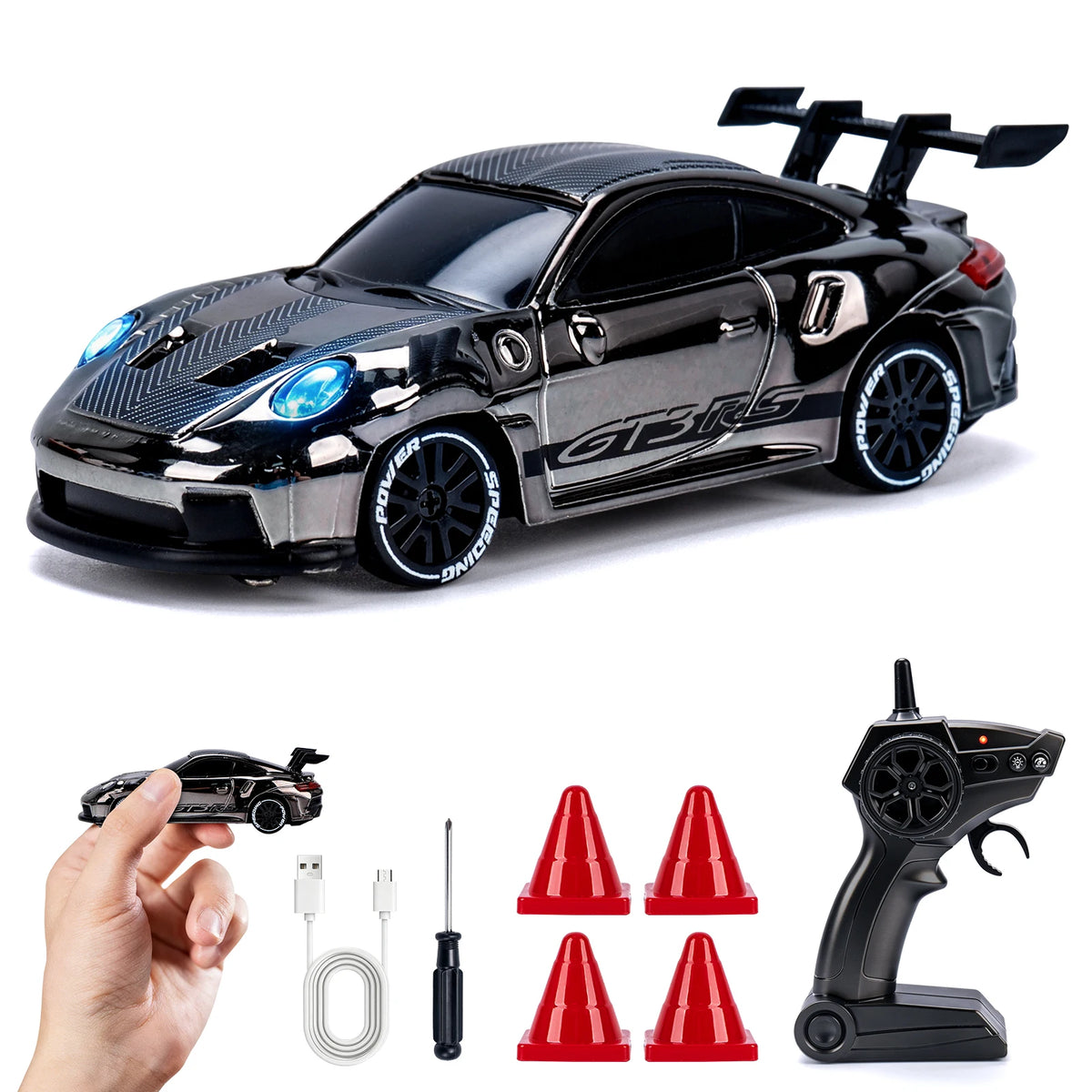 Auto RC de drift 1:64 color negro cromado