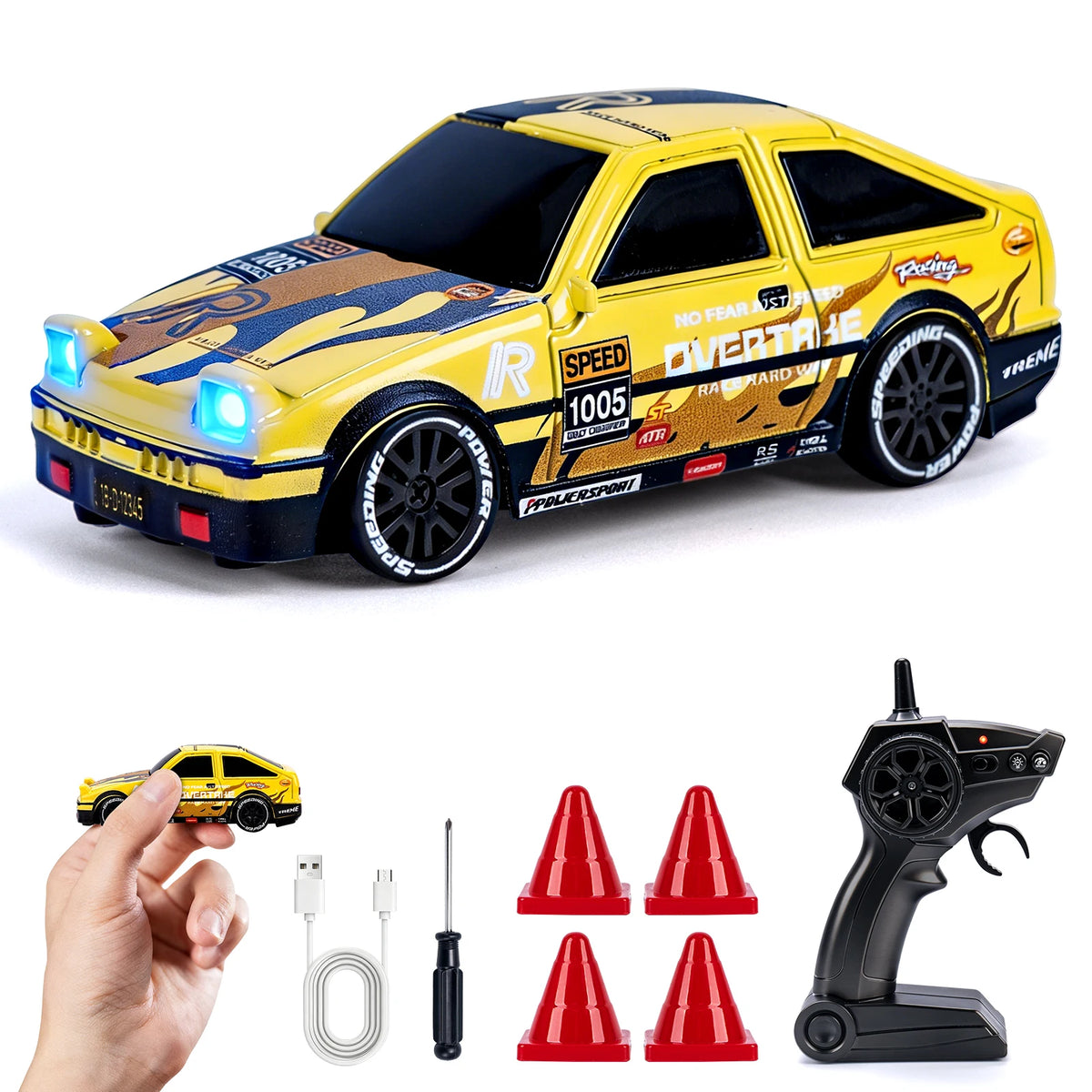 Auto RC de drift 1:64 color amarillo