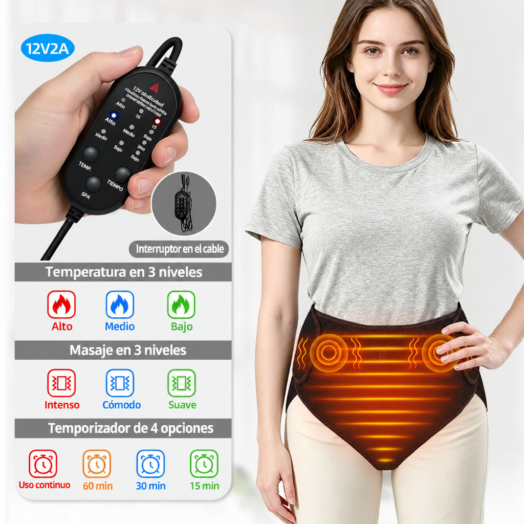 Faja térmica modelo Calor + masaje con 3 niveles de vibración