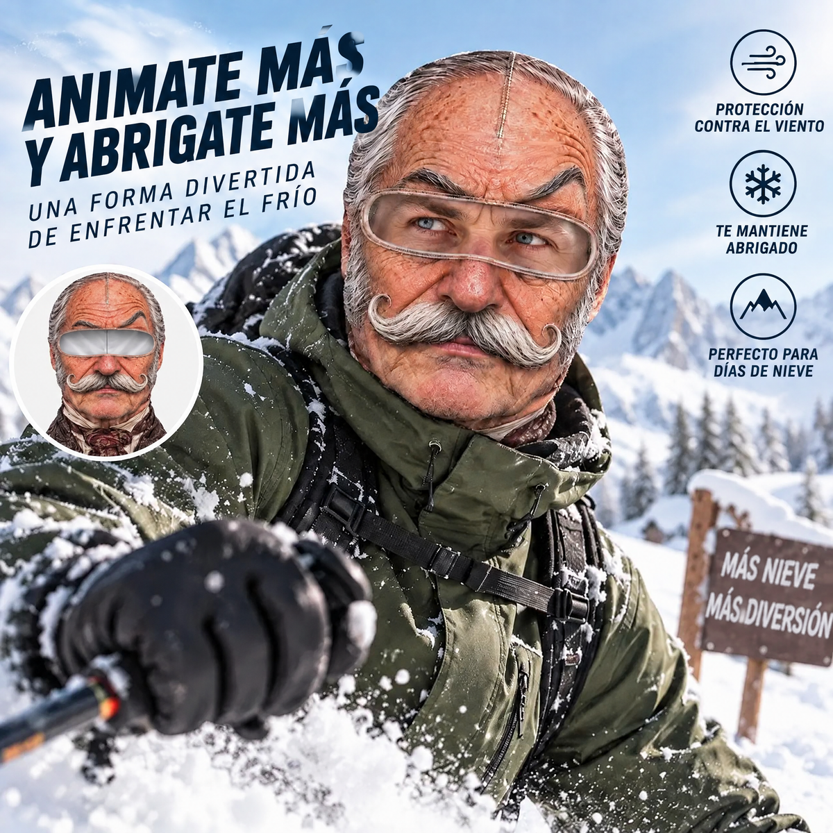 Balaclava Cara de Viejo con Bigote