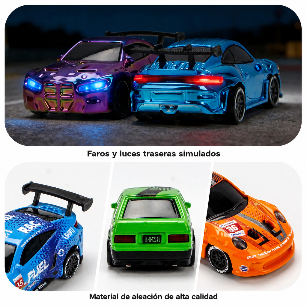 Auto RC de Drift Escala 1:64 · 4WD con Luces LED