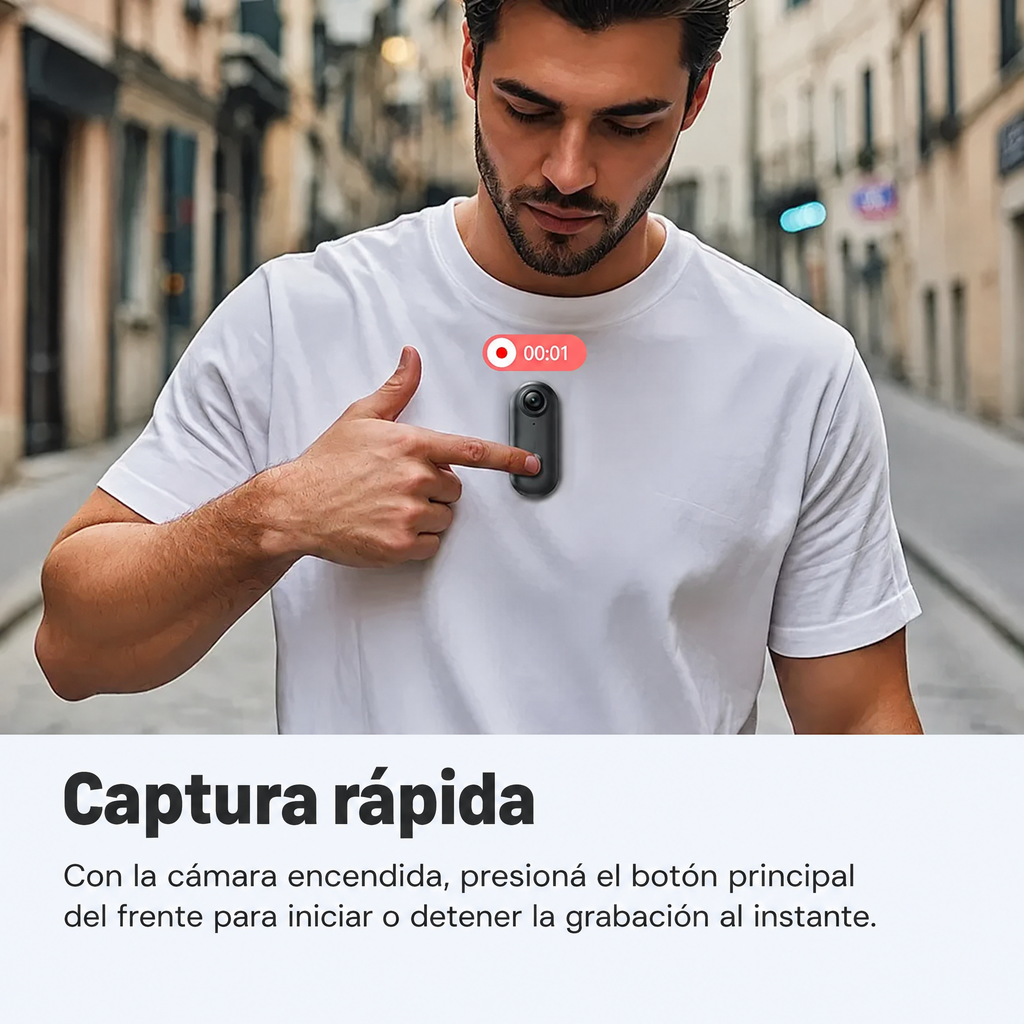 Mini Cámara Corporal WiFi · Manos Libres 1080P / 4K