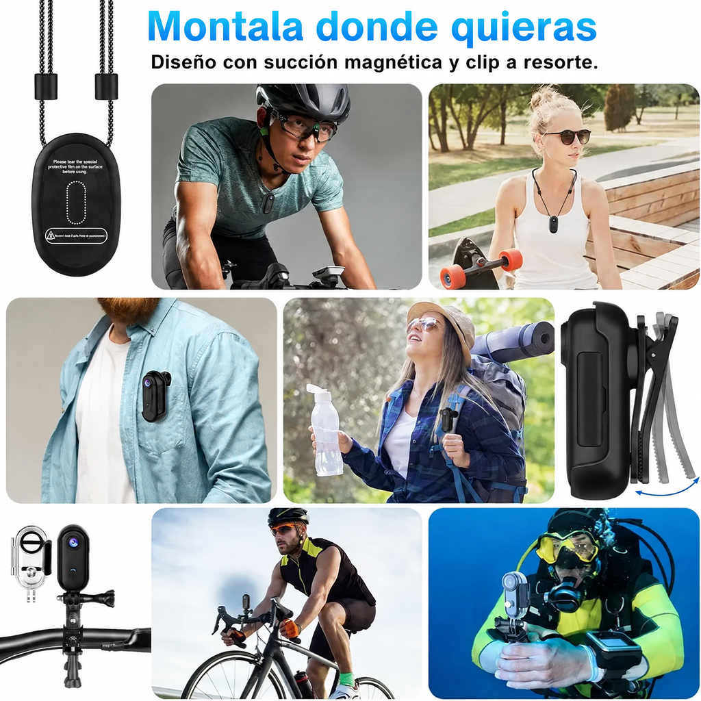 Mini Cámara Corporal WiFi · Manos Libres 1080P / 4K