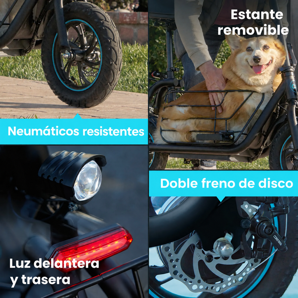 Scooter Eléctrico con Canasta para Perro · Motor 550 W