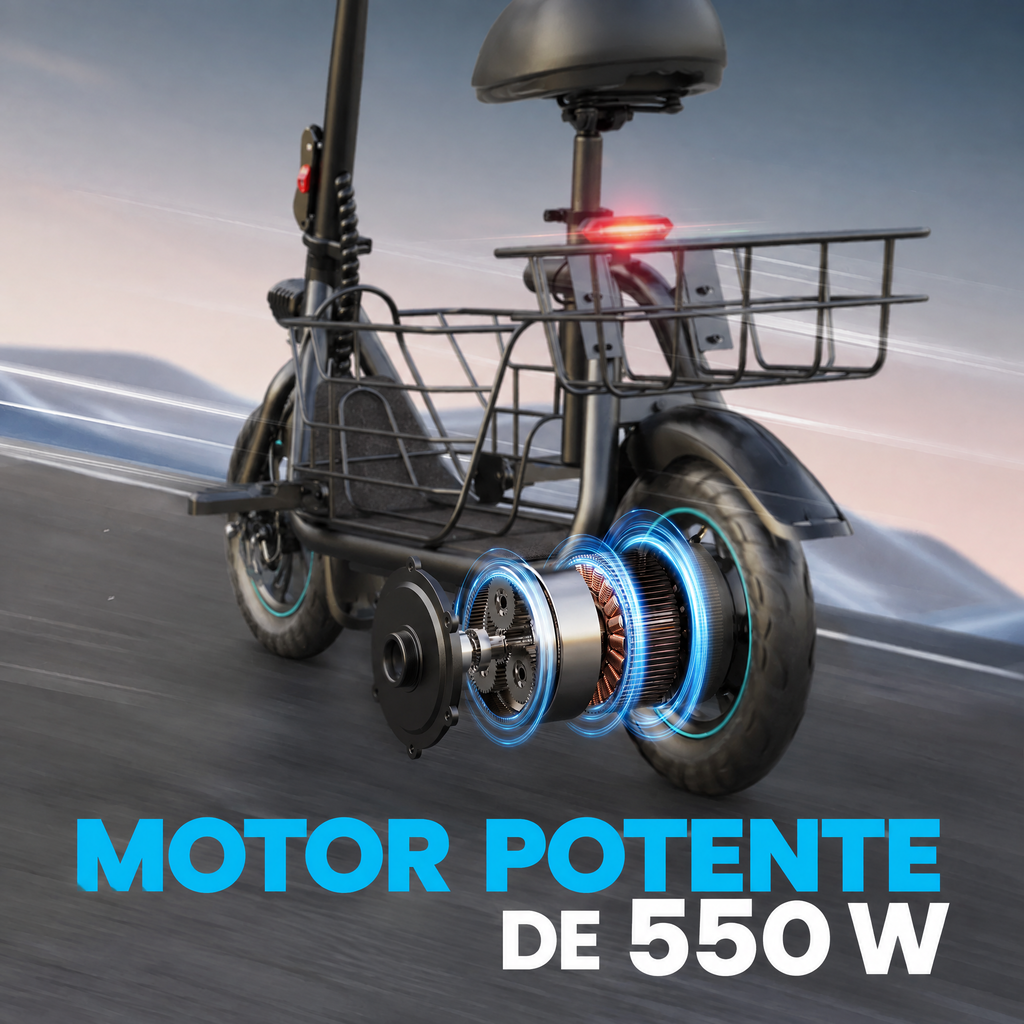 Scooter Eléctrico con Canasta para Perro · Motor 550 W
