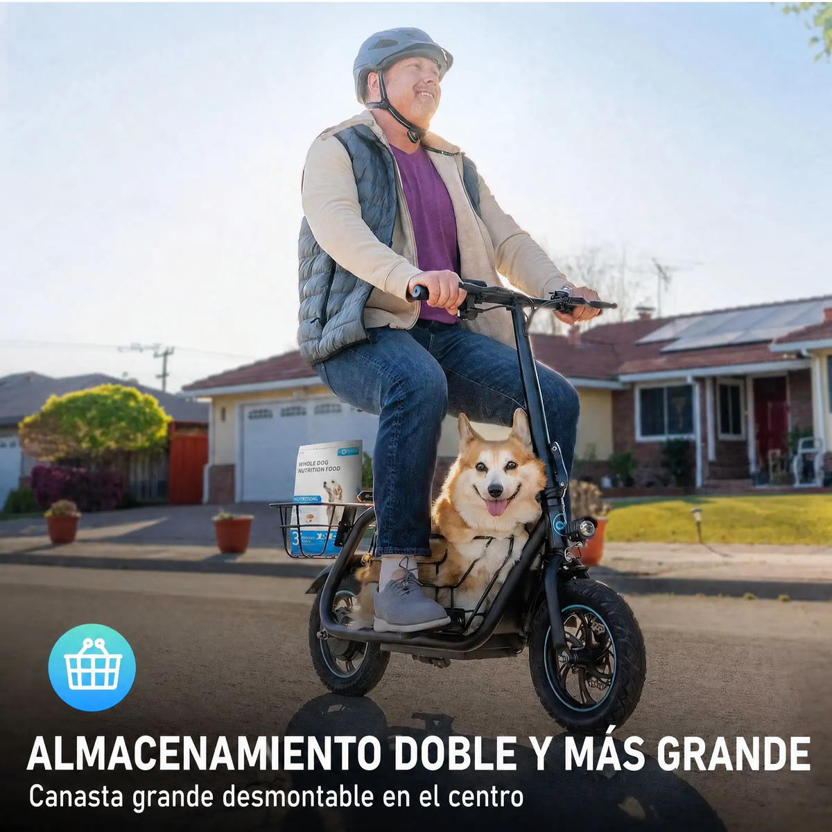 Scooter Eléctrico con Canasta para Perro · Motor 550 W