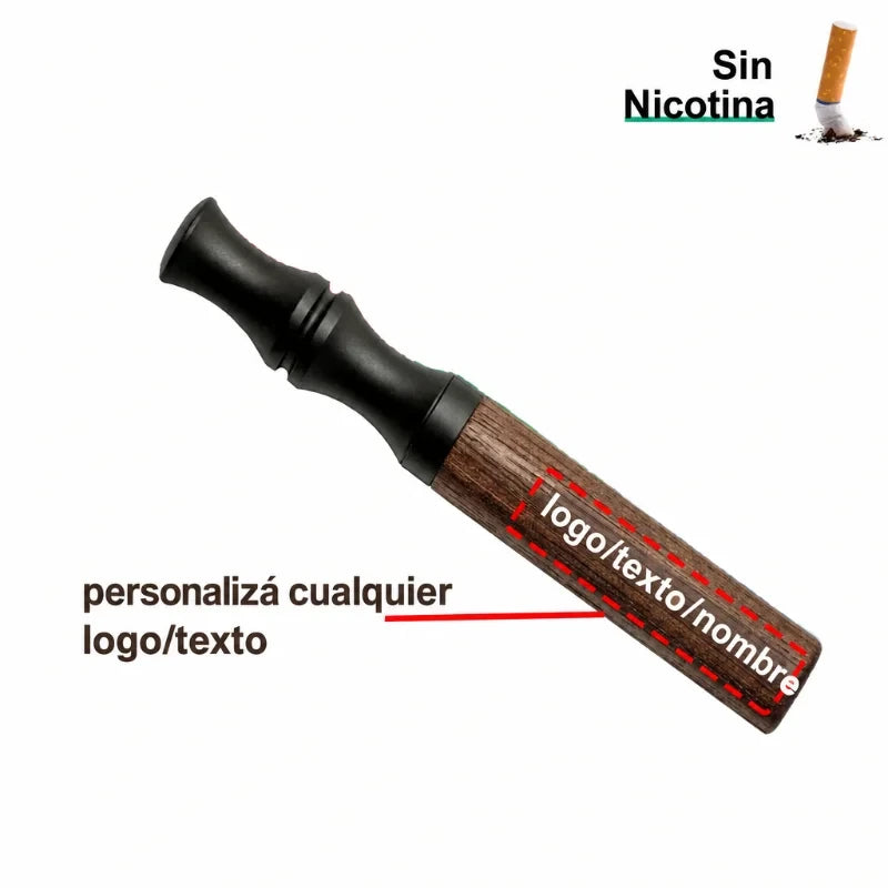 Inhalador aromático de madera sin nicotina, personalizable con logo o texto