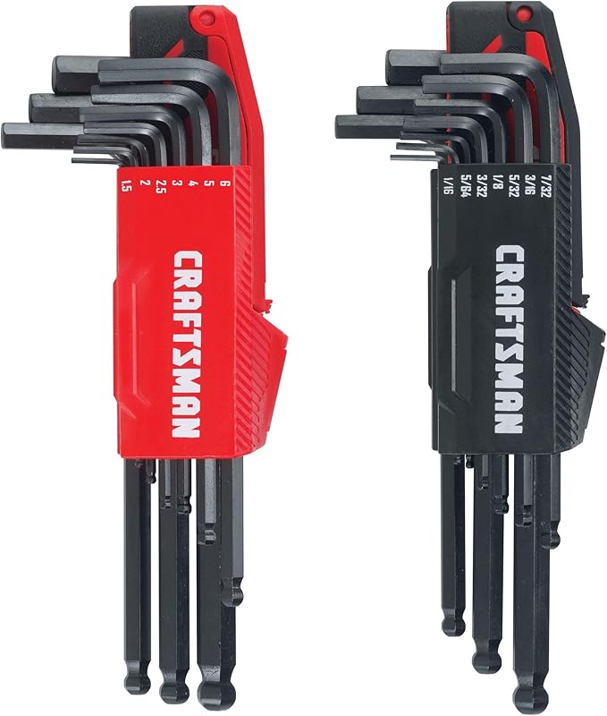 CRAFTSMAN Juego de llaves hexagonales Allen con extremo de bola, SAE/MM, 20 piezas (CMHT26020)