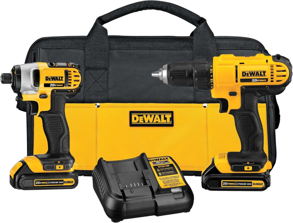 DEWALT Kit de combo de perforación inalámbrico de 20V MAX, 2-Herramienta (DCK240C2)